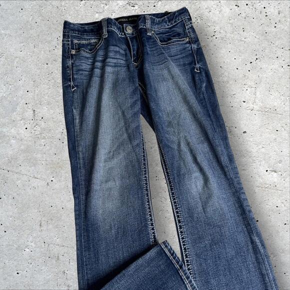 Express Denim - Express Women's Blue Denim Jeans Low Rise High Quality Miss-me Style Barely Boot